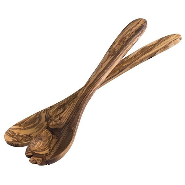 Couverts à salade APS, lot de 2 -OLIVE-, chacun 7,5 x 6 cm, manche : 22,5 cm, bois d'olivier, 00842