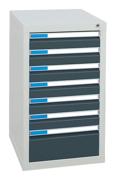 armoire à tiroirs émoussés série ESTA, RAL 7035/7016, 7 tiroirs (6x100, 1x200 mm), 7601271