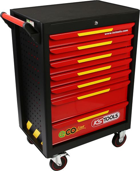 KS Tools ECOline Chariot d'atelier NOIR/ROUGE/JAUNE avec 7 tiroirs, 897.1007
