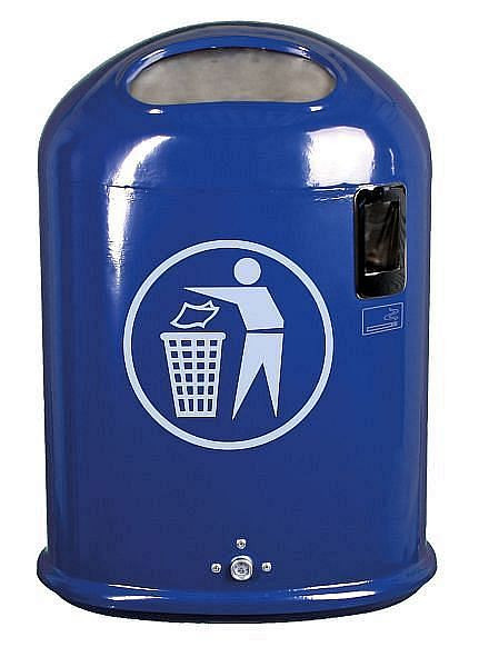 Poubelle ovale Renner, 45 L, avec cendrier, design chromé, rabat à ressort à fermeture automatique dans la fente, galvanisé, revêtement, fer mica, 7034-10PB DB703
