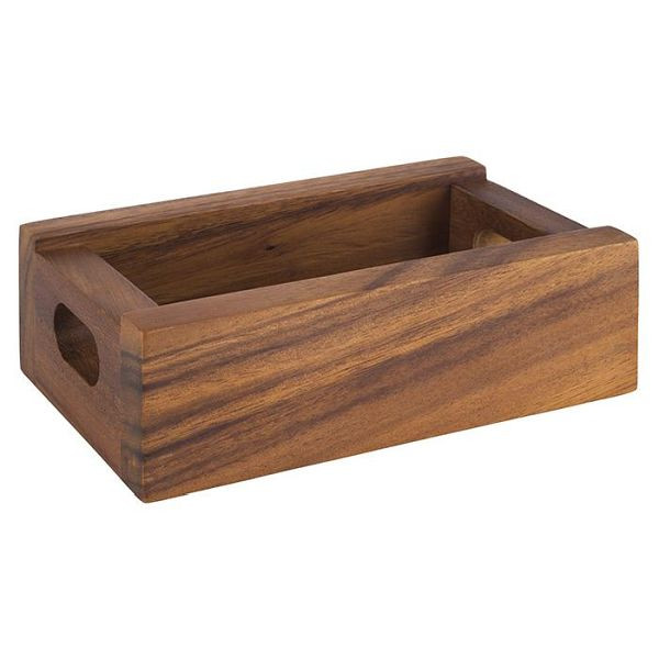 Boîte en bois APS -TABLE-, 15 x 9,5 cm, hauteur : 5 cm, bois d'acacia, espace pour environ 20 sachets de thé, emplacement pour 2 moulins, 11726