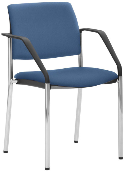 Chaise empilable Mayer Sitzmöbel , structure chromée à 4 pieds, accoudoirs inclus, bleu, 2518_V1_A_30612