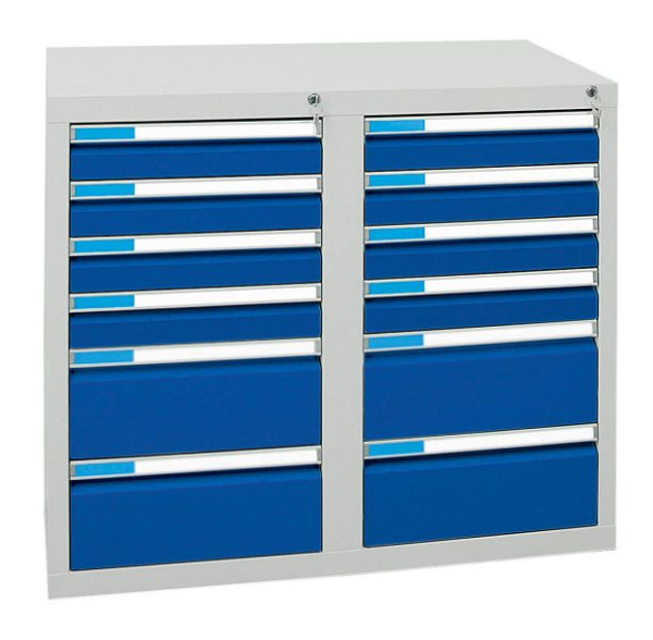 armoire à tiroirs émoussés série ESTA, RAL 7035/5010, 12 tiroirs (8x100, 4x200 mm), 7602574