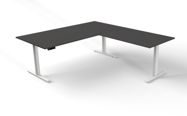 Table assis/debout Kerkmann L 2000 x P 1000 mm avec élément rapporté, réglable en hauteur électriquement de 720 à 1200 mm, Move 3, couleur : anthracite, 10382713
