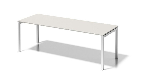 Bureau Bisley Cito, structure en U hauteur fixe 730 mm, H 19 x L 2200 x P 800 mm, gris blanc/blanc signalisation, DUF2208GW396