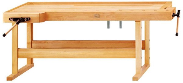 Banc de rabotage ANKE; 2220x850x900 mm; Pince avant de 215 mm, pince arrière de 240 mm, usage intensif; pour le professionnel; avec 1 paire de crochets de banc rectangulaires