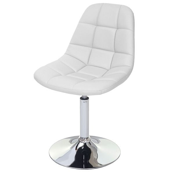 Chaise de salle à manger Mendler HWC-A60, chaise pivotante, design rétro des années 50, simili cuir blanc, base chromée, 74859