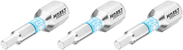 Embout Hazet, six pans plein 6,3 (1/4 pouce), profil à six pans creux, 2,5 mm, nombre d'outils : 3, 2204N-2,5/3