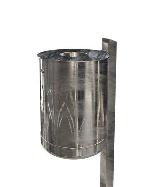 Poubelle sur pied Renner environ 50 L, modèle roseau avec disque de couvercle, galvanisé à chaud, galvanisé à chaud, 7039-60FV
