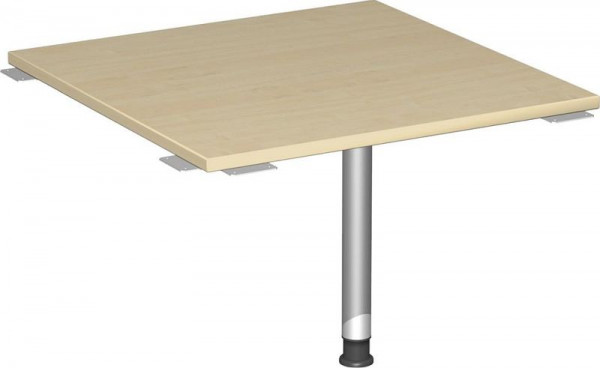 geramöbel plaque de liaison angle plein 90° avec pied d'appui, avec guide-câble, réglable en hauteur, 800x800x680-800, érable/argent, S-555008-AS