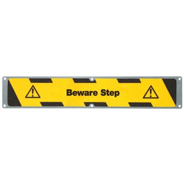 Pantalon de farine plaque antidérapante en aluminium avec revêtement antidérapant m2, "Beware Step" 114x635mm, APM13EF1
