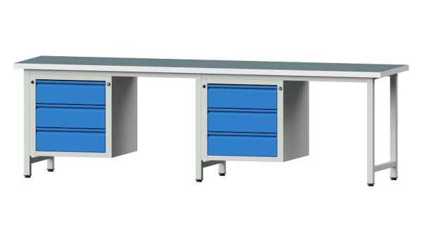 Établis ANKE Établi combiné, modèle 736 E, 2800 x 700 x 840 mm, RAL 7035/5012, UBP 40 mm, 511.012