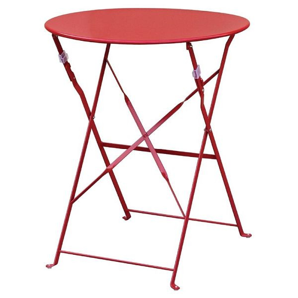 Table de patio ronde pliante Bolero acier rouge 60cm, GH560