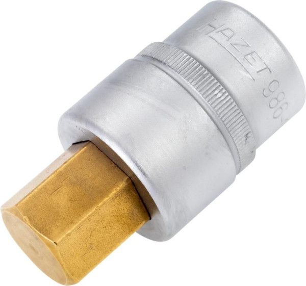 Douille tournevis Hazet, carré creux 12,5 mm, profil à six pans creux, 19 mm, version courte avec moletage, 986-19