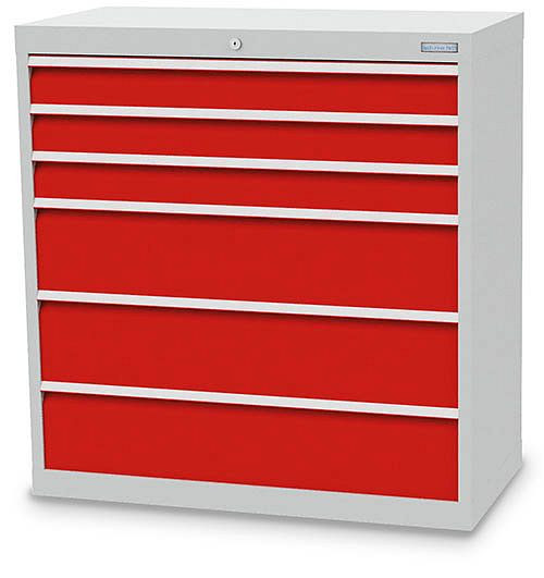 Armoire à tiroirs Bedrunka+Hirth, profondeur 500 mm, R 36-16, nombre de tiroirs : 6, dimensions en mm (LxPxH) : 980 x 500 x 1019, capacité de charge 50 kg, 90 303