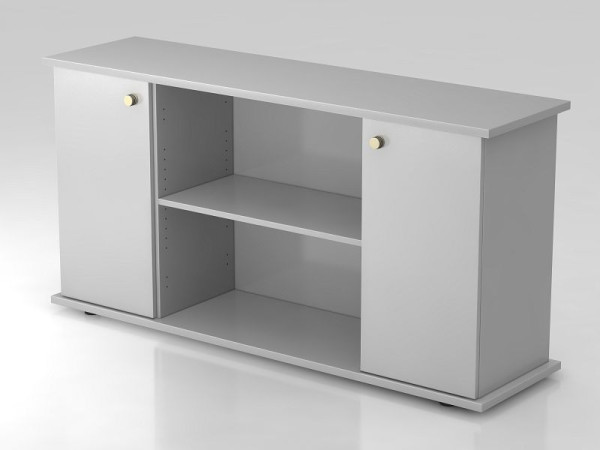Buffet Hammerbacher 2 portes 166cm poignée rayée gris/gris, 166,1x44,8x84 cm (LxPxH), VSB2T/5/5/SG