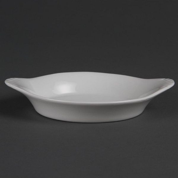 Bols à gratin ronds OLYMPIA Whiteware blanc 15,6 x 12,6 cm, UV: 6 pièces, L443