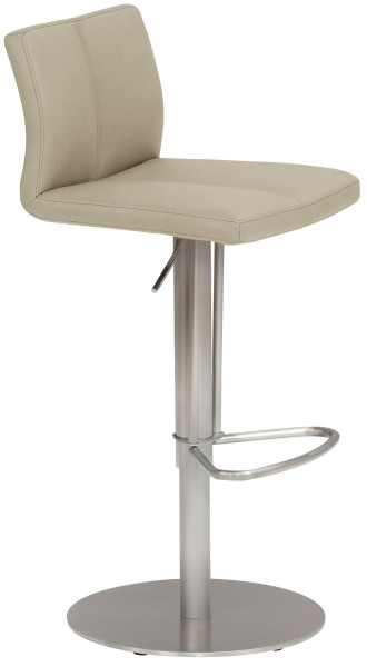 Mayer Sitzmöbel , structure en acier inoxydable, coque d'assise rembourrée avec surpiqûres, hauteur d'assise 54 - 79 cm, taupe, 1242_04_30484