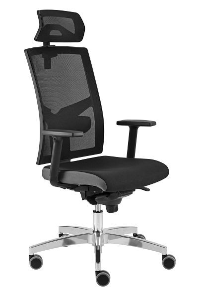 Hammerbacher Chaise de bureau pivotante Premium2 avec dossier en résille noir, hauteur 116-133 cm, largeur d'assise 50 cm, VSDP2/D