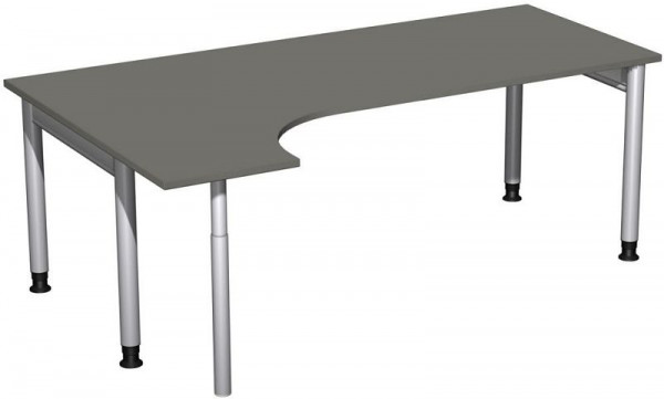 Bureau PC geramöbel gauche, réglable en hauteur, 2000x1200x680-820, graphite/argent, N-657318-GS