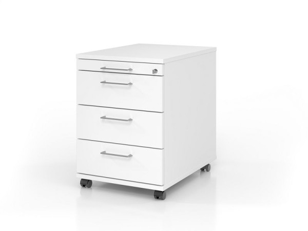 Conteneur roulant Hammerbacher AC30 BS, profondeur 58, corps : blanc / façade : blanc, 42,8 x 58 x 59 cm, 1/3/3/3 HE, VAC30/W/W/BS