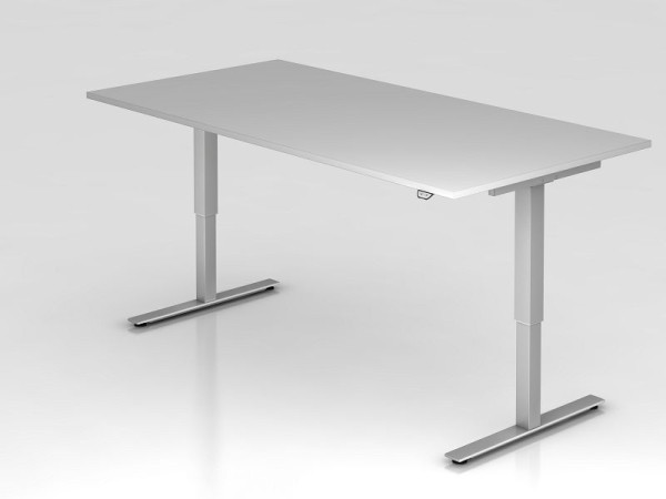 Bureau assis-debout électrique Hammerbacher 200x100cm gris, hauteur de travail 72 - 119 cm, VXMST2E/5/S