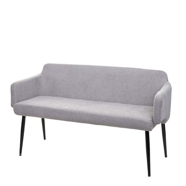Banc Mendler HWC-L13, banc de salle à manger banc banc rembourré banc de vestiaire dossier accoudoir tissu/textile 133cm, gris, 98085