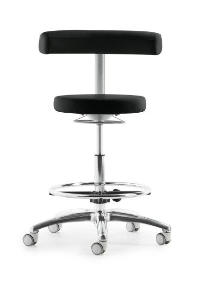 Mayer Sitzmöbel chaise pivotante fonctionnelle avec levage extra haut, structure gris clair et base en aluminium poli, noir brillant, 1281_GPOL_30572