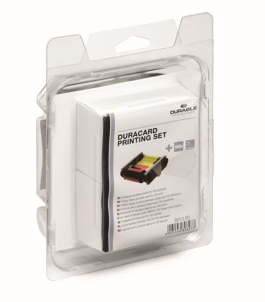 Set d'impression DURABLE DURACARD (ruban+cartes), couleurs assorties, 891300