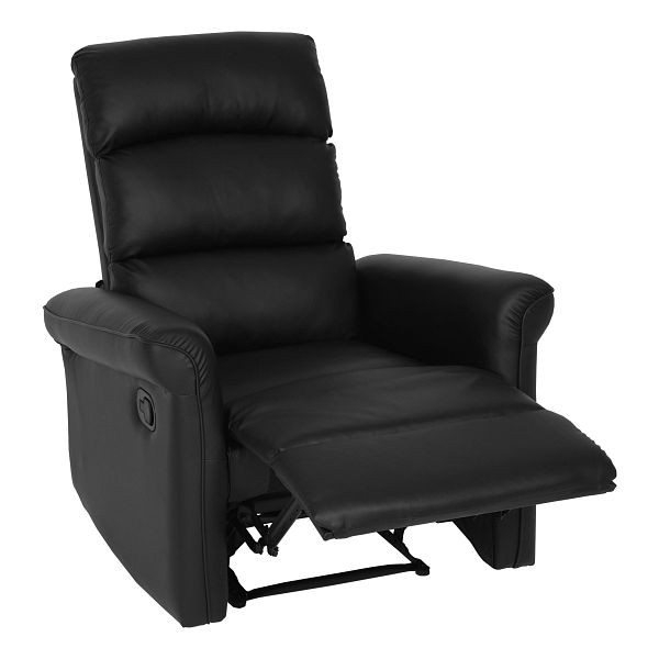 Fauteuil TV Mendler HWC-J96, fauteuil de relaxation, chaise longue, fonction d'inclinaison réglable similicuir, noir, 86225
