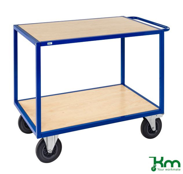 Chariot de table Kongamek 1200 x 680 x 934 mm, bleu, 2 roulettes fixes 2 roulettes pivotantes avec frein, capacité de charge 500 kg, KM337-EK
