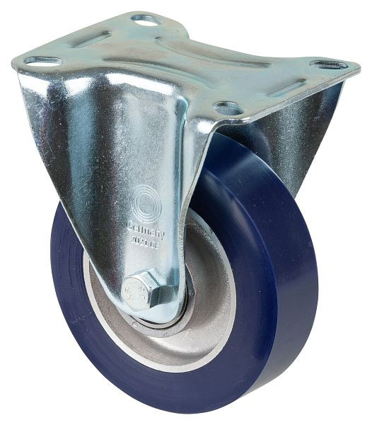Rouleau de transport à rouleaux BS, rouleau fixe, largeur de roue 40 mm, Ø roue 100 mm, capacité de charge 150 kg, polyuréthane coulé, corps de roue en aluminium, roulement à billes, L410.B91.100