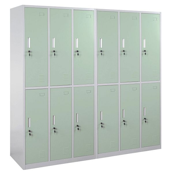 Casier Mendler Boston T829, casier pour objets de valeur, métal 12 compartiments, vert, 2x54030