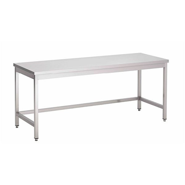 Table de travail Gastro-Inox en acier inoxydable AISI 430 sans base, 800x700x850mm, renforcée de 18 mm d'épaisseur, aggloméré enduit, 301.132
