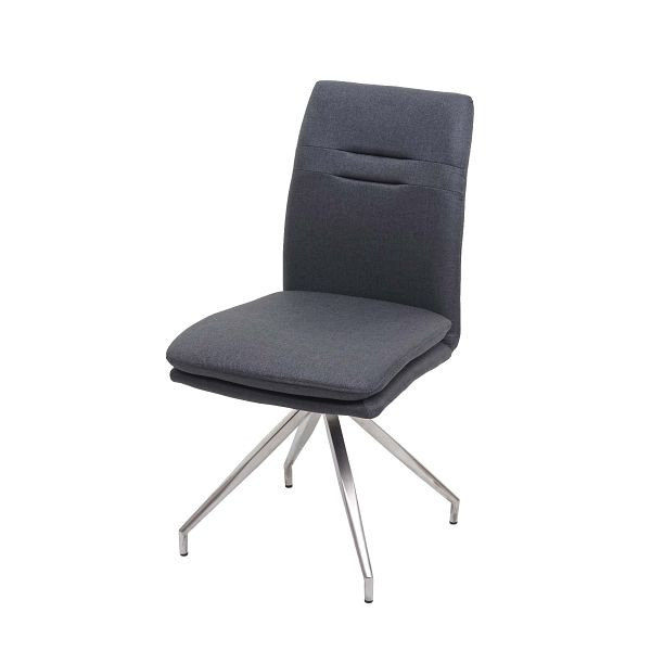 Chaise de salle à manger Mendler HWC-H70, chaise de cuisine, fauteuil, tissu/textile acier inoxydable brossé, gris foncé, 73920