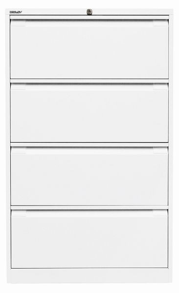 Classeur suspendu Bisley, double rail 4 tiroirs HR, blanc signalisation, DF4696