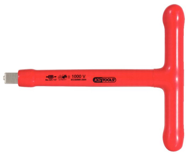 KS Tools Clé à douille à poignée en T 1/2" avec isolation de protection et verrouillage à vis, 200 mm, 117.1205