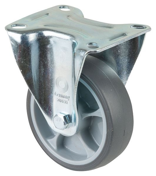 Rouleau de transport BS rollers, rouleau fixe, largeur 32 mm, Ø100 mm, jusqu'à 110 kg, plastique, roulement à rouleaux, plaque, lot de 4, L410.B44.101