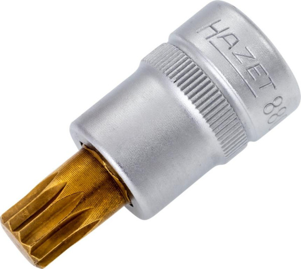Douille tournevis Hazet, carré creux 10 mm, profil multident interne XZN, M10, version courte avec moletage, 8808-10