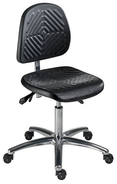 Siège de travail pivotant Bedrunka+Hirth à roulettes, version ESD, hauteur d'assise 490 - 630 mm, capacité de charge 120 kg, assise : PU noir, 05.94.34