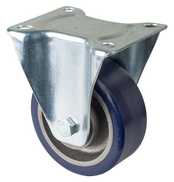 Rouleau de transport à rouleaux BS, rouleau fixe, largeur de roue 50 mm, roue Ø 125 mm, capacité de charge 300 kg, polyuréthane coulé, corps de roue en fonte, roulement à billes, LSS410.C11.125