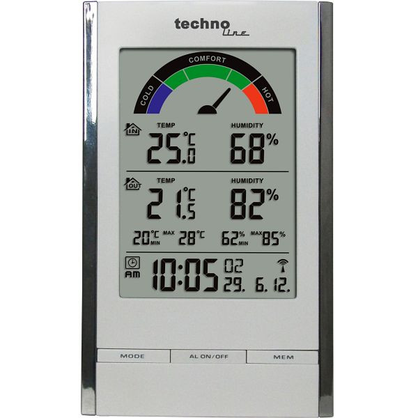 Station climatique intérieure Technoline, dimensions : 55 x 111 x 20 mm, WS 9480