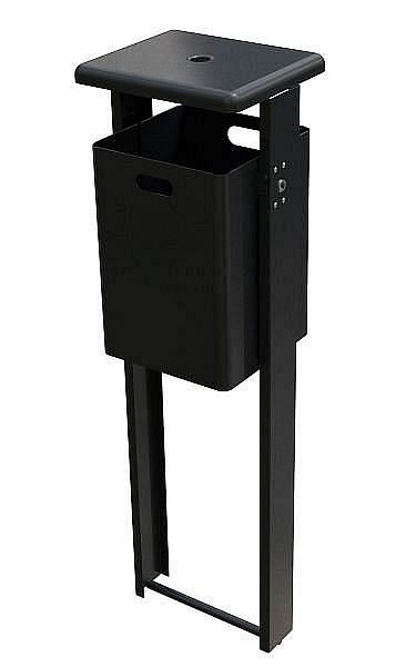 Poubelle rectangulaire sur pied Renner 40 L (cendrier inclus), avec couvercle arrondi (t=3 mm), galvanisée, 7083-70FV