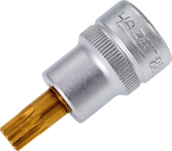 Douille tournevis Hazet, carré creux 10 mm, profil multident interne XZN, M8, version courte avec moletage, 8808-8