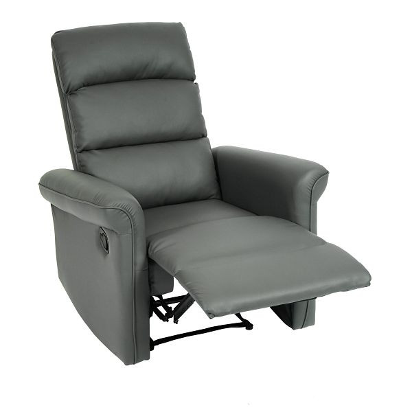 Fauteuil TV Mendler HWC-J96, fauteuil de relaxation, chaise longue, fonction d'inclinaison réglable similicuir, gris, 86226