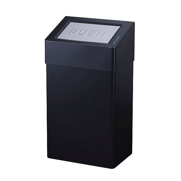 Poubelle Air Wolf d'un volume de 18 litres, série Omega, H x L x P : 507 x 278 x 183 mm, acier inoxydable noir mat, 29-540