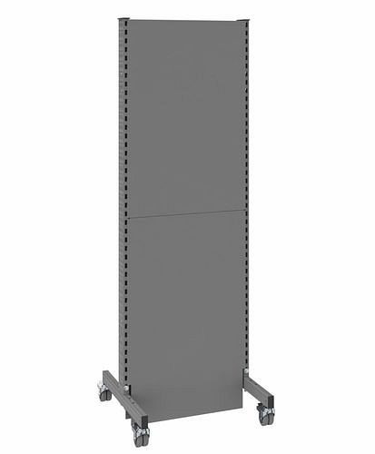 Cloison acoustique mobile DENIOS, champ de base, L 625, H 2000 mm, tôle perforée acoustique sur deux faces, grise, 293068
