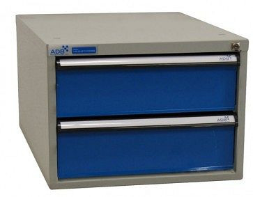 Boîte à tiroirs ADB avec deux tiroirs, dimensions extérieures du corps : HxLxP : 400mm x 535mm x 700mm, corps bleu clair, 52542