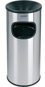 Ensemble cendrier Orgavente en acier inoxydable 30L mat, HxØ 660x250 mm, AT-2030-SSSTL
