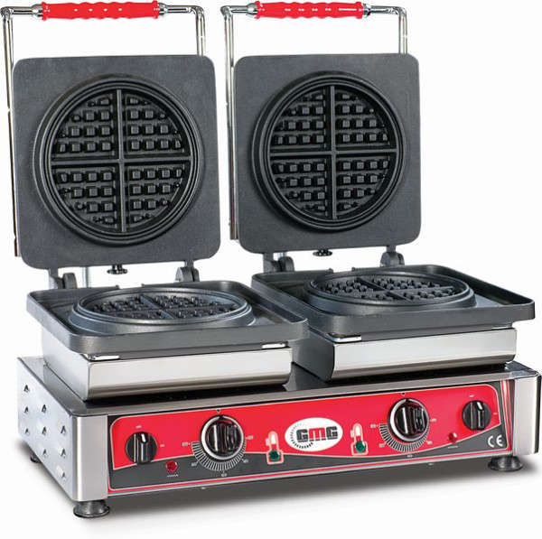 Gaufrier américain GMG, 2x (Ø16 x 1,5 cm), plaque de cuisson interchangeable, très facile à monter, 50° à 300°C, facile à nettoyer, WE-26